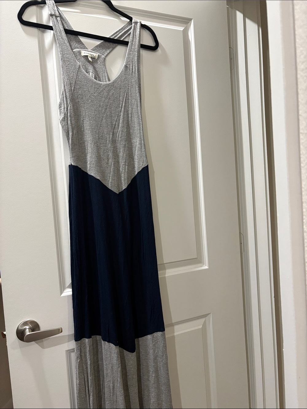 Monteau Casual Colorblock Maxi Dress - Gray & Navy